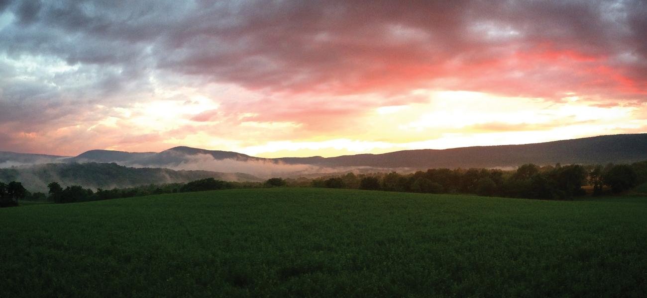 Hawk Mountain near Kempton, PA, at sunset, 2016. Photograph by Lisa Gauker.
