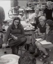 Kristen Kieffer demonstrating for the New Hampshire Potters Guild at Winnacunnet High School in September 2007.