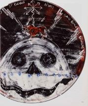 St. Barbara plate, 2013. Earthenware, 14 in. Photograph by Lydia Clark.
