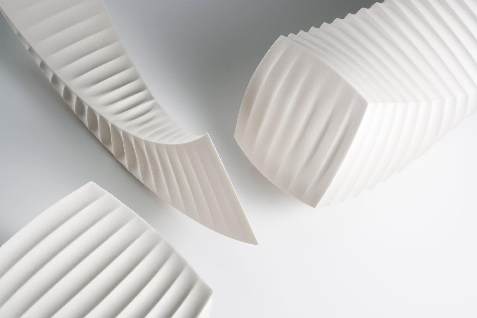 Mark Goudy, Origami Objects (#1345, #1334 & #1351), slip-cast unglazed.