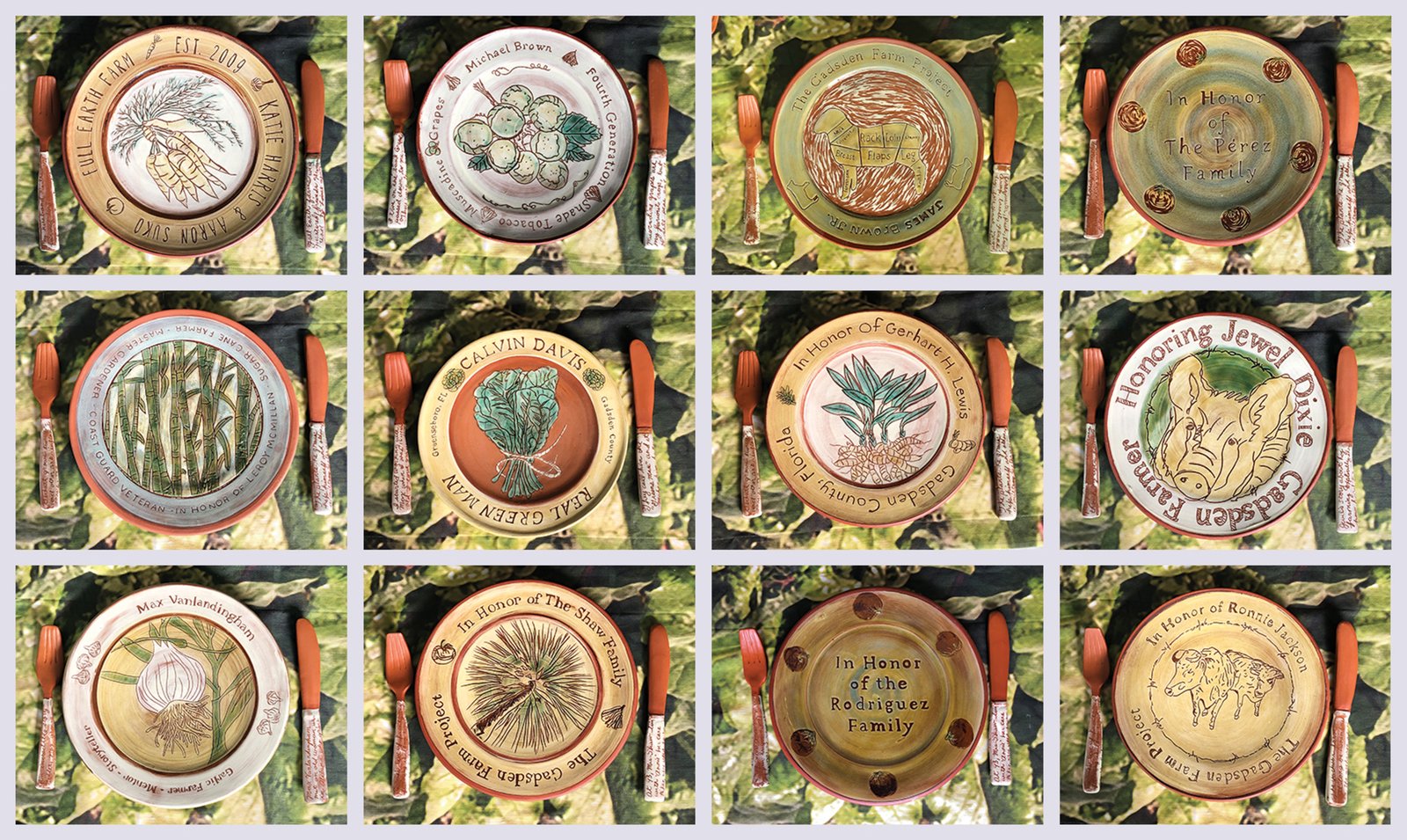Plate settings for specific farmers. Photo credit: Holly Hanessian