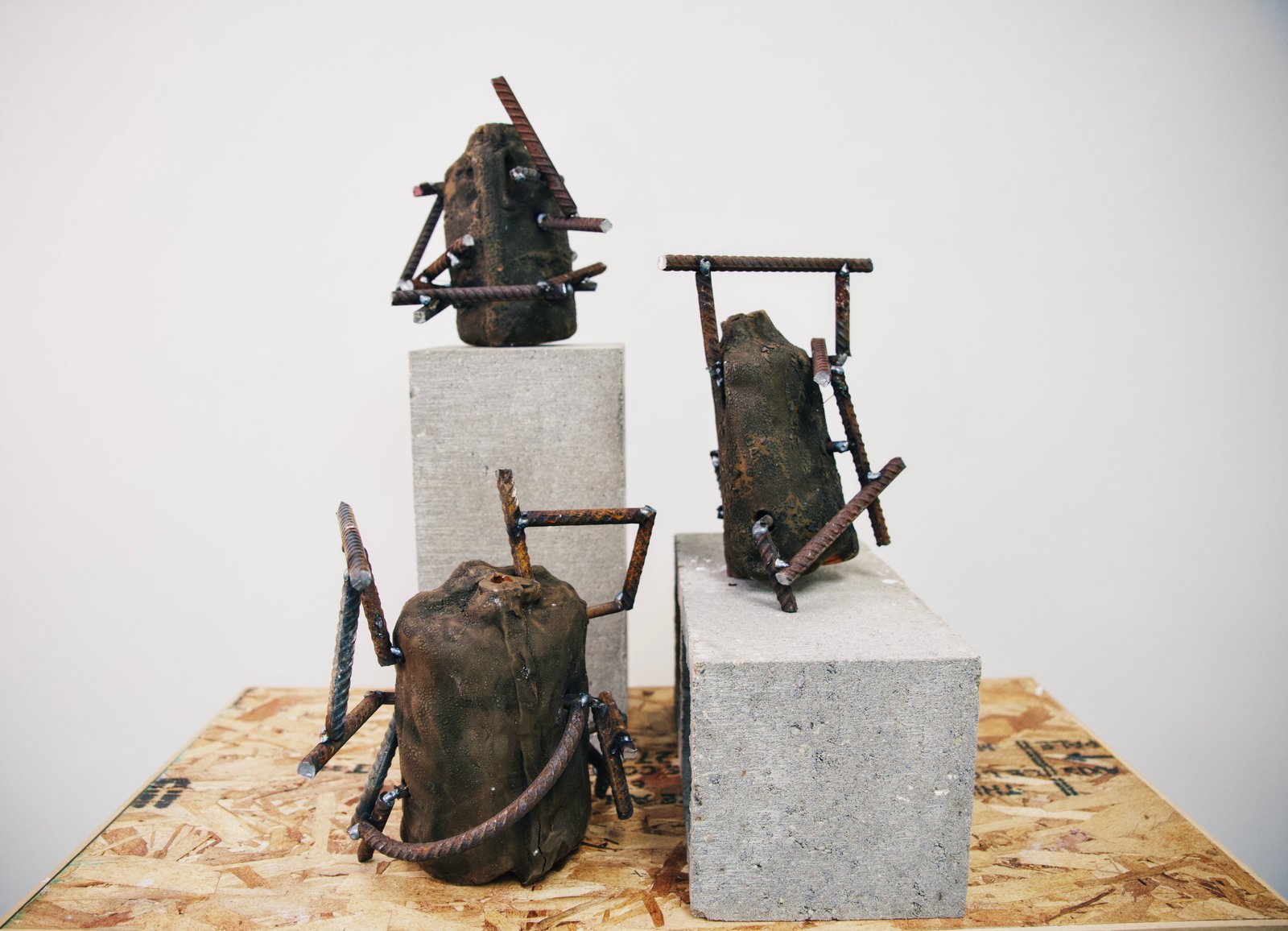 Rosemond Nyamewaa Van-Ess, “What holds us together as Women”, 2025,&nbsp; earthenware clay, rebar, concrete blocks, and beads glaze, 25” x 17” x 27”. Photo credits: Ross Junior Owusu.