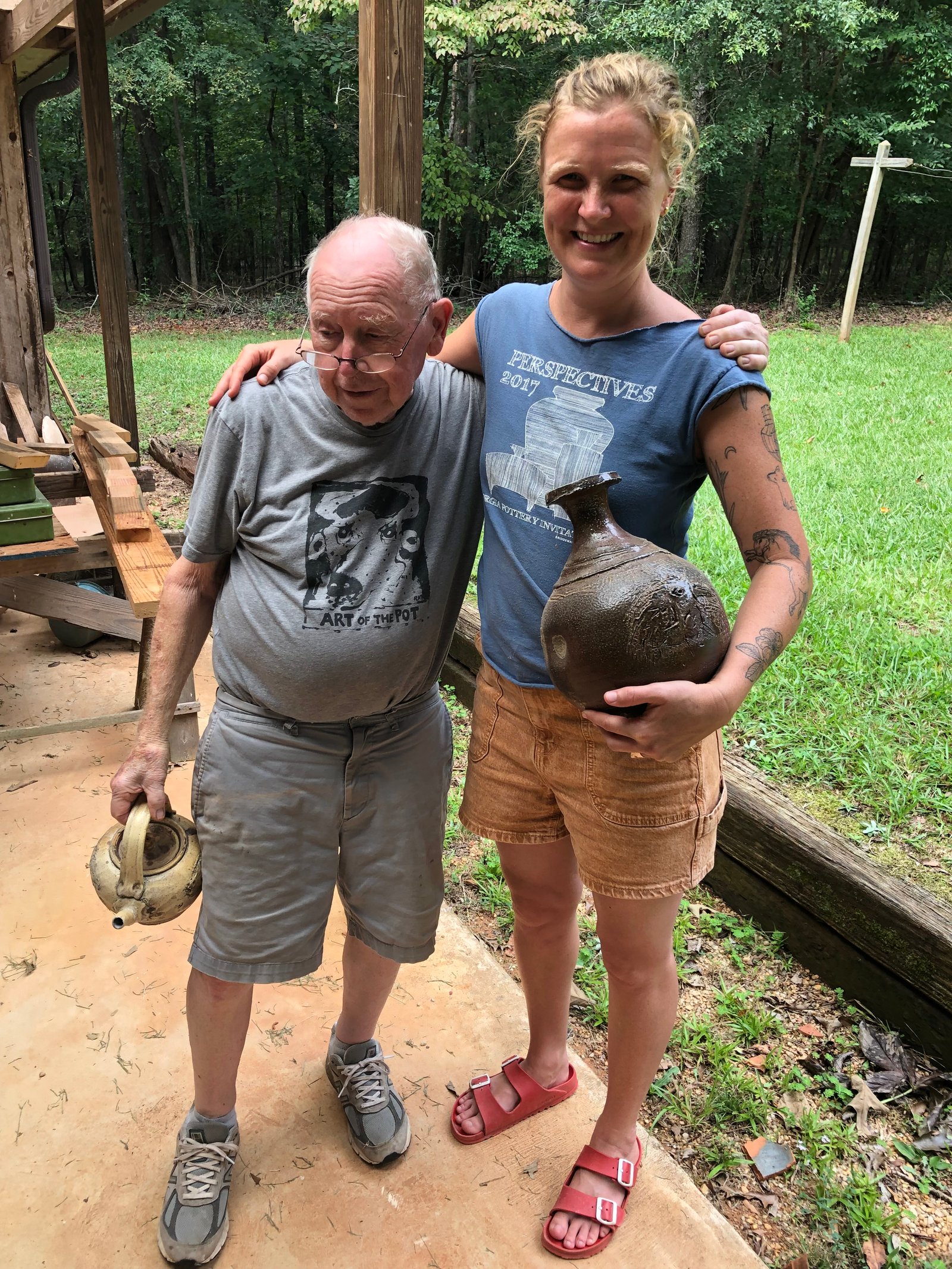Ron & Maria Fall 2021.  This photo is from a day of helping out when Ron was preparing to move into town and had to pack up and clean the studio. Many of us pitched in, and it was a treasure trove of old posters, pots, and tools. What a treat!